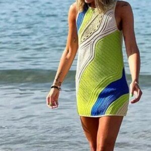 NWT - ZARA COLORFUL CROCHETED DRESS - S